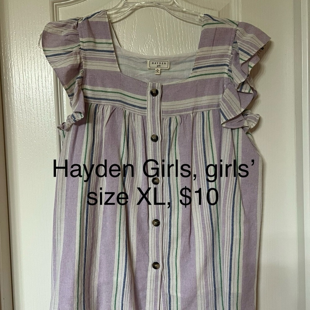 Hayden Kids Lavender and Green Striped Dress
